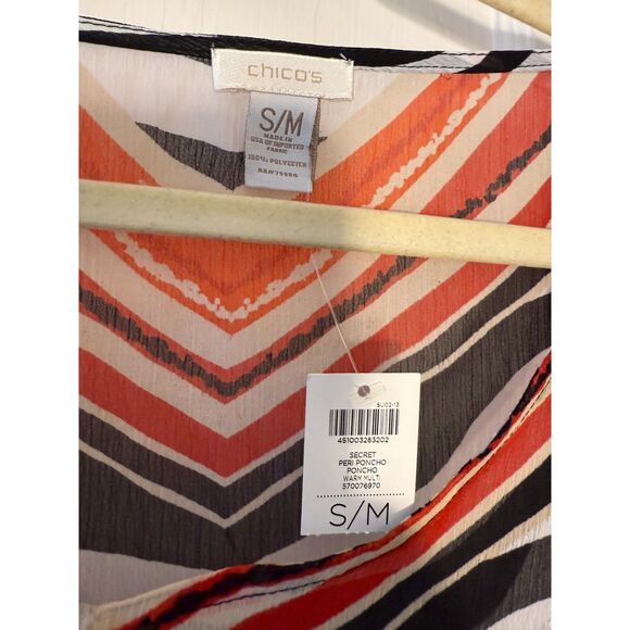 Chico's Abstract Zebra Sheer Poncho Tunic Beach Swim Cover Up Zebra Print - Picture 3 of 4